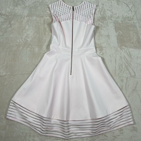 Ted Baker Eleese Mesh Detail Skater Light Pink Dress Women's Size 1 US 4 - Picture 4 of 8